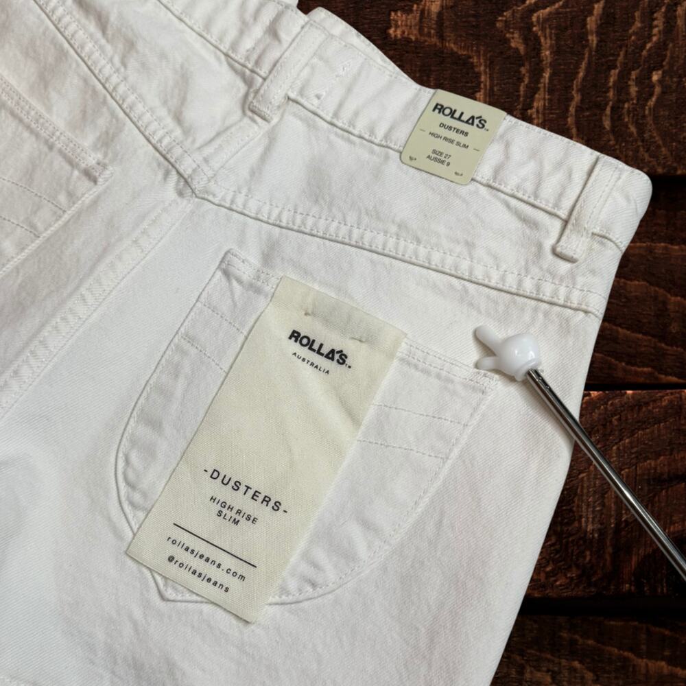 Rolla's Dusters High Rise Slim Button Fly Denim Shorts Vintage White Size 27 - Picture 6 of 10